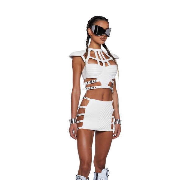 Dolls Kill Club Exx Rude Awakening Bustier & Mini Skirt Set - Picture 2 of 13